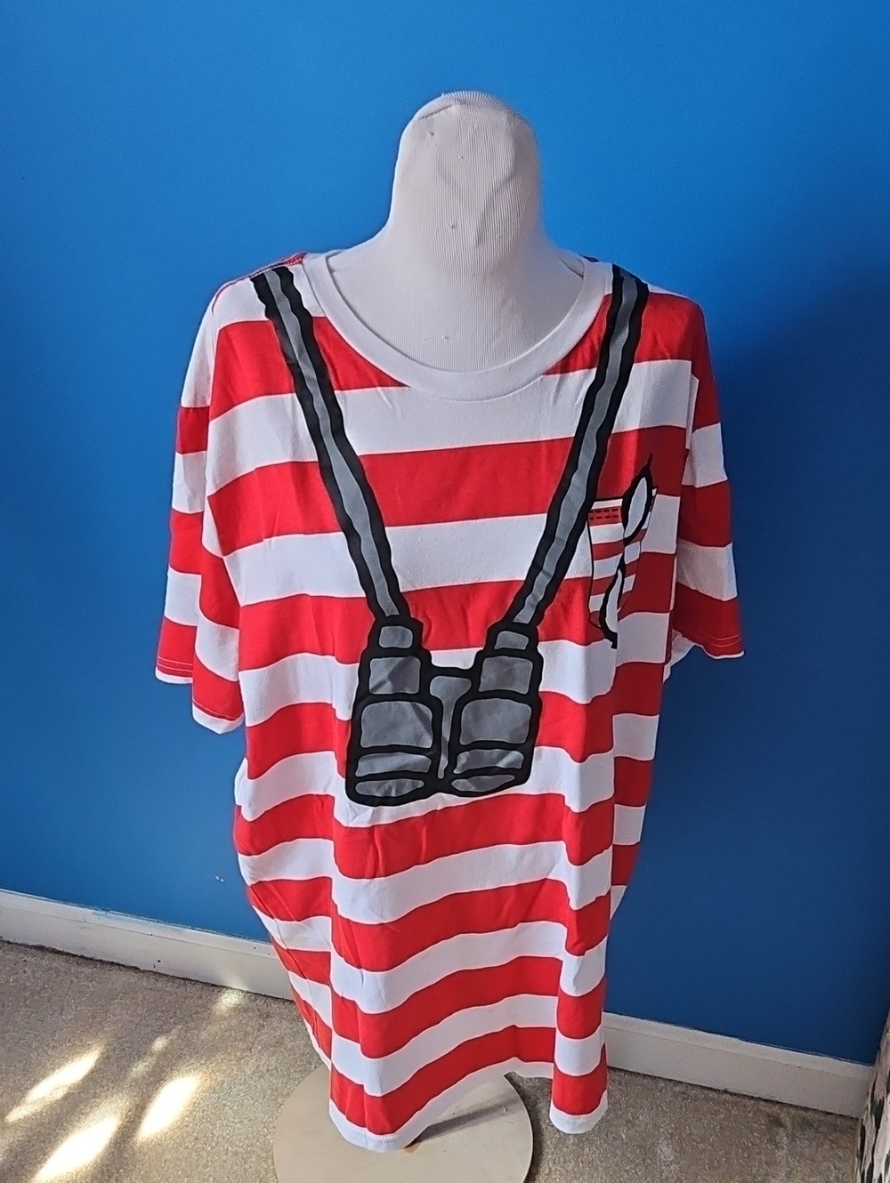 Where's Waldo  Red & White Striped Graphic Tee